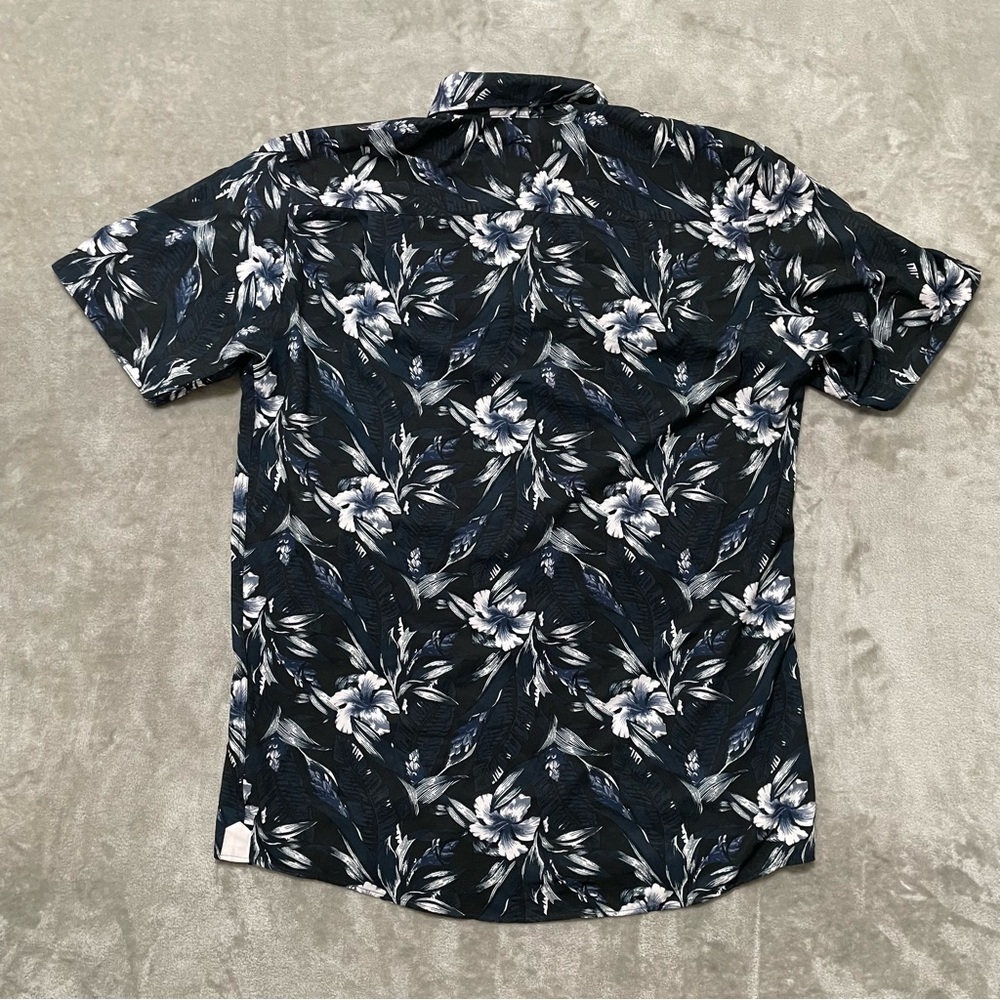 Fried Denim Slim Fit Floral Button Down Shirt Mens Size XL Black Blue - Picture 3 of 8